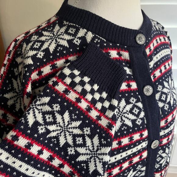 Vintage Pendleton Fair Isle Wool Cardigan Sweater XL Made USA Nordic Snowflake - Picture 10 of 10